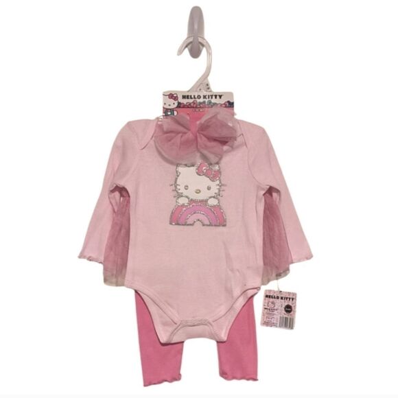 Hello Kitty Pink Onesie 3-piece Set - Picture 1 of 2